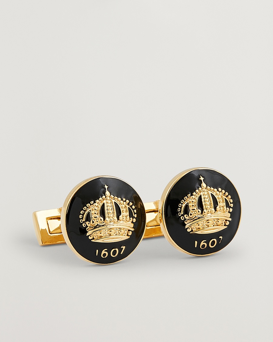 Homme | Cravate Noire | Skultuna | Cuff Links The Crown Gold/Baroque Black