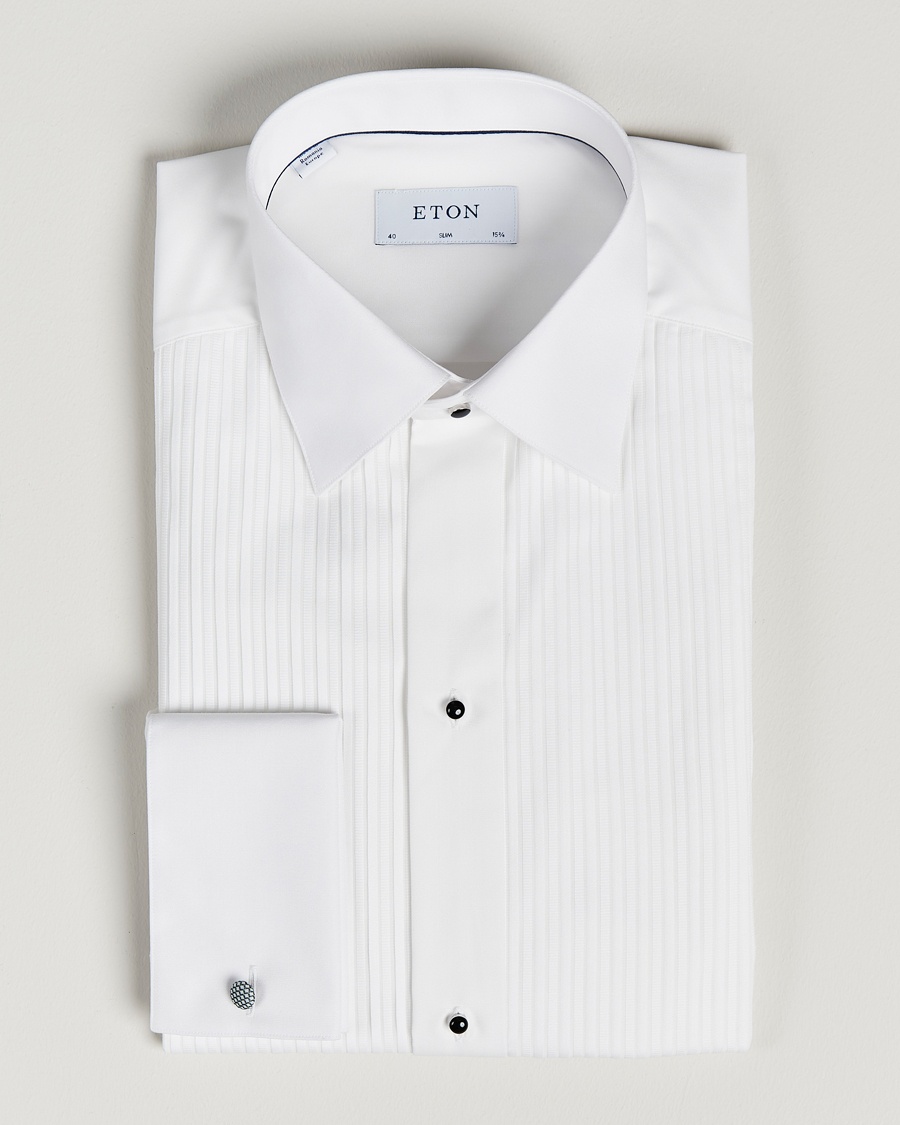 Heren | Eton | Eton | Slim Fit Tuxedo Shirt Black Ribbon White