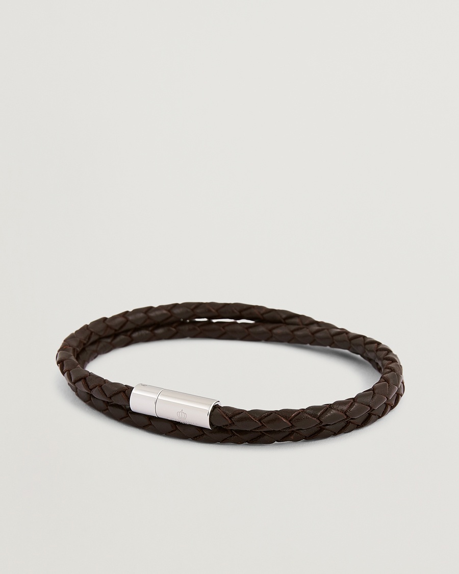 Homme | Bijoux | Skultuna | Two Row Leather Bracelet Dark Brown Steel