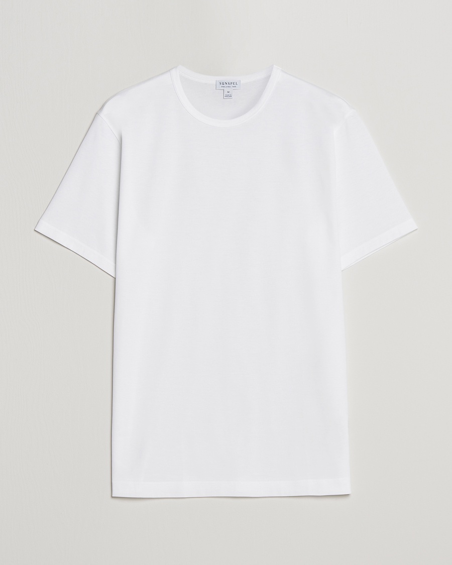 Sunspel Crew Neck Q82 Cotton T-Shirt White – Blanc
