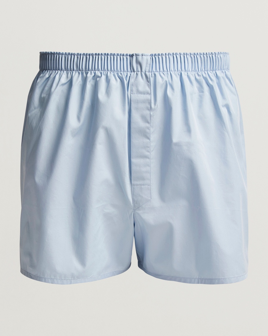 Sunspel Classic Woven Cotton Boxer Shorts Plain Blue – Bleu