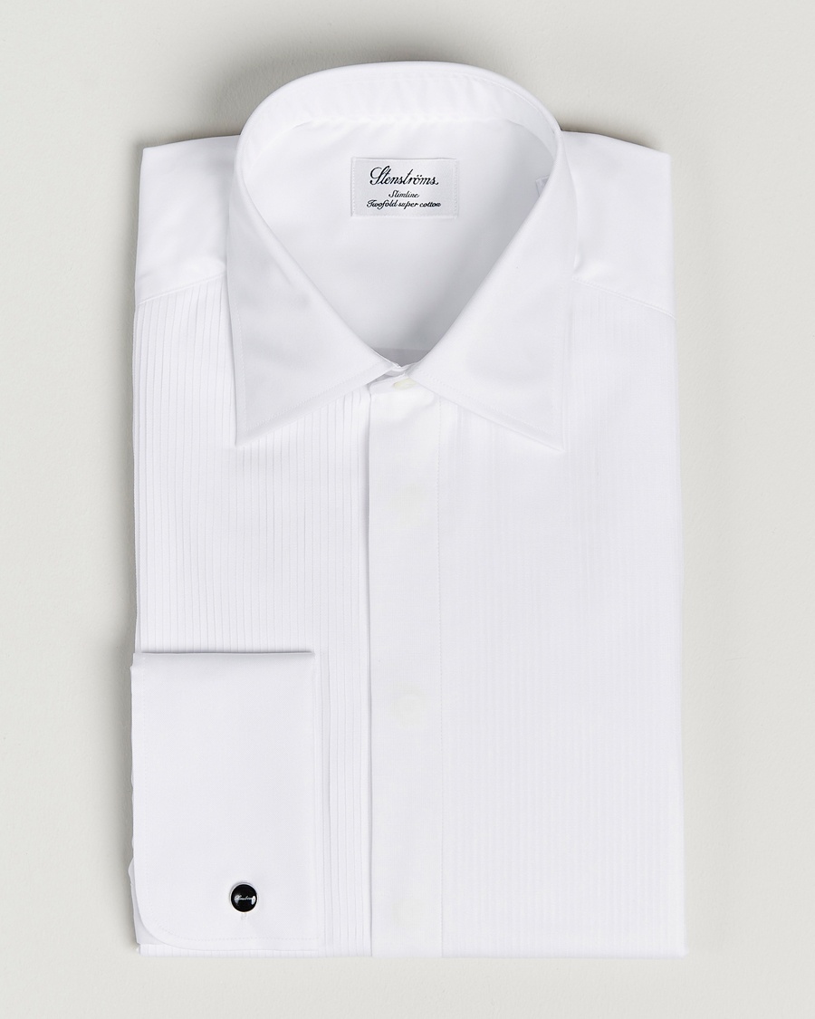 Stenströms Slimline Smoking Shirt White – Blanc