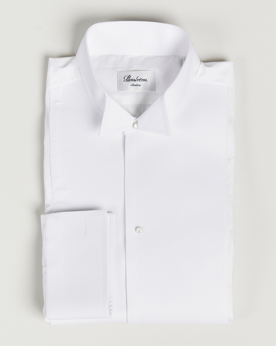 Stenströms Slimline Astoria Stand Up Collar Evening Shirt White – Blanc