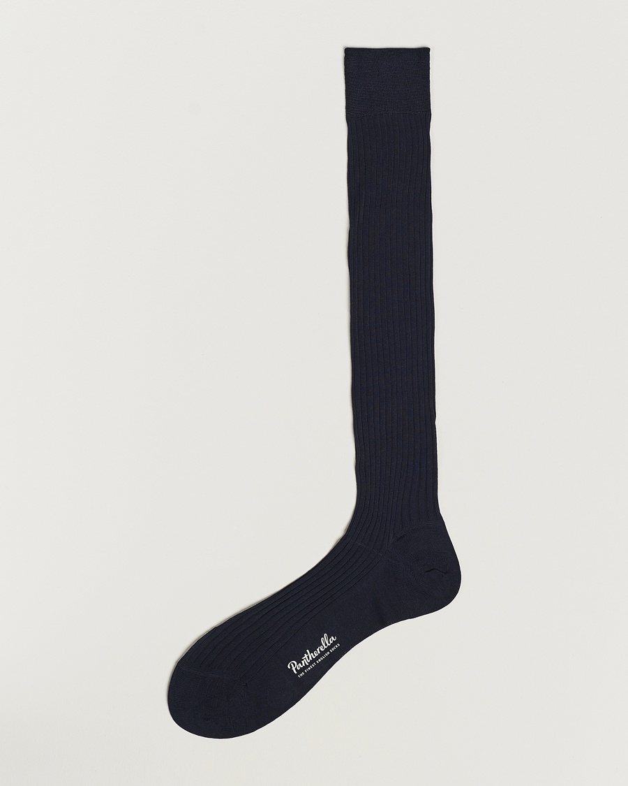 Homme | Chaussettes | Pantherella | Vale Cotton Long Socks Navy