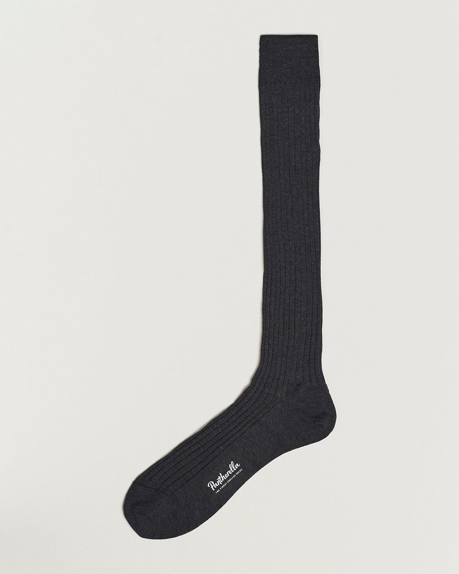 Homme | Chaussettes | Pantherella | Vale Cotton Long Socks Dark Grey