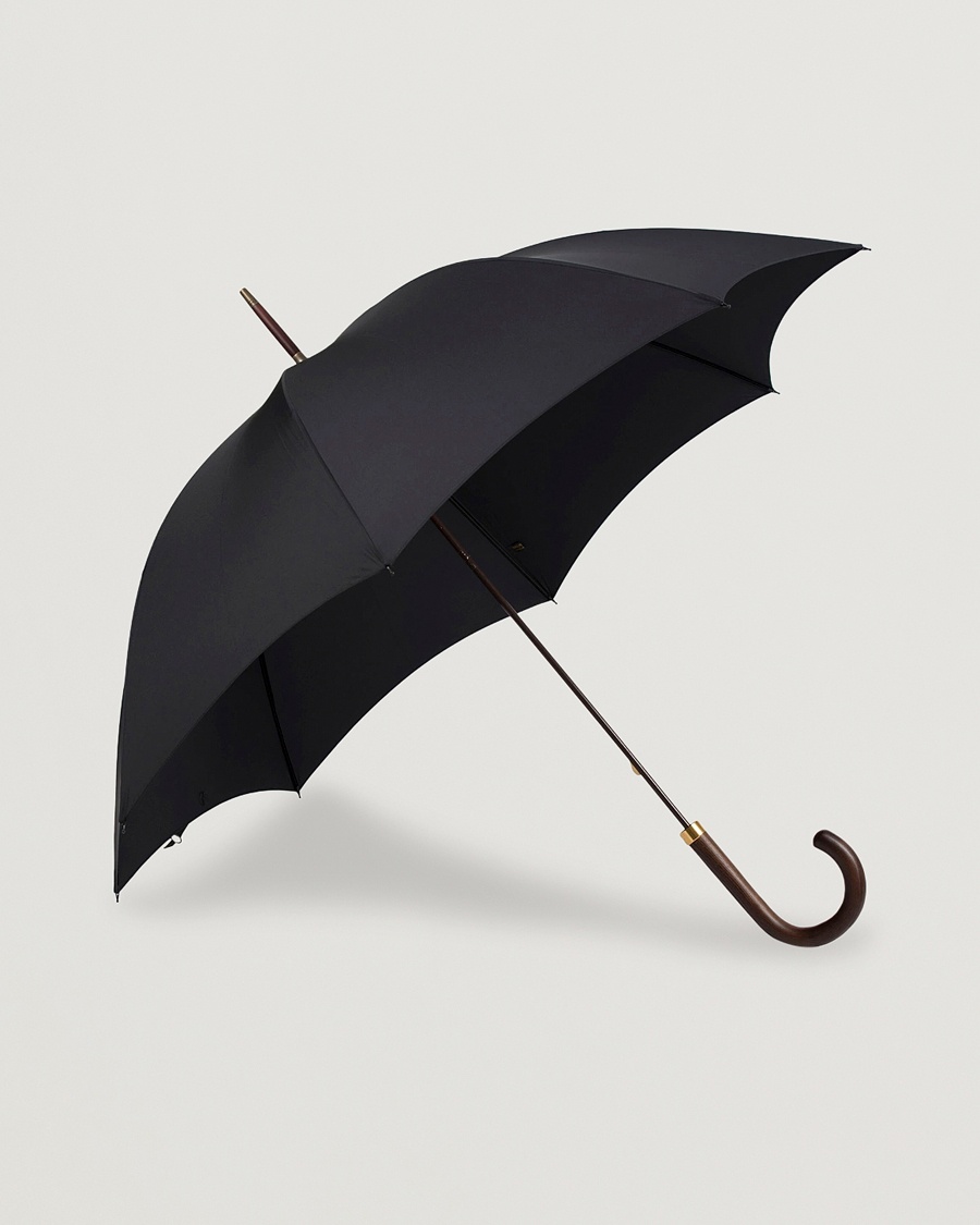 Fox Umbrellas Polished Hardwood Umbrella Black – Zwart