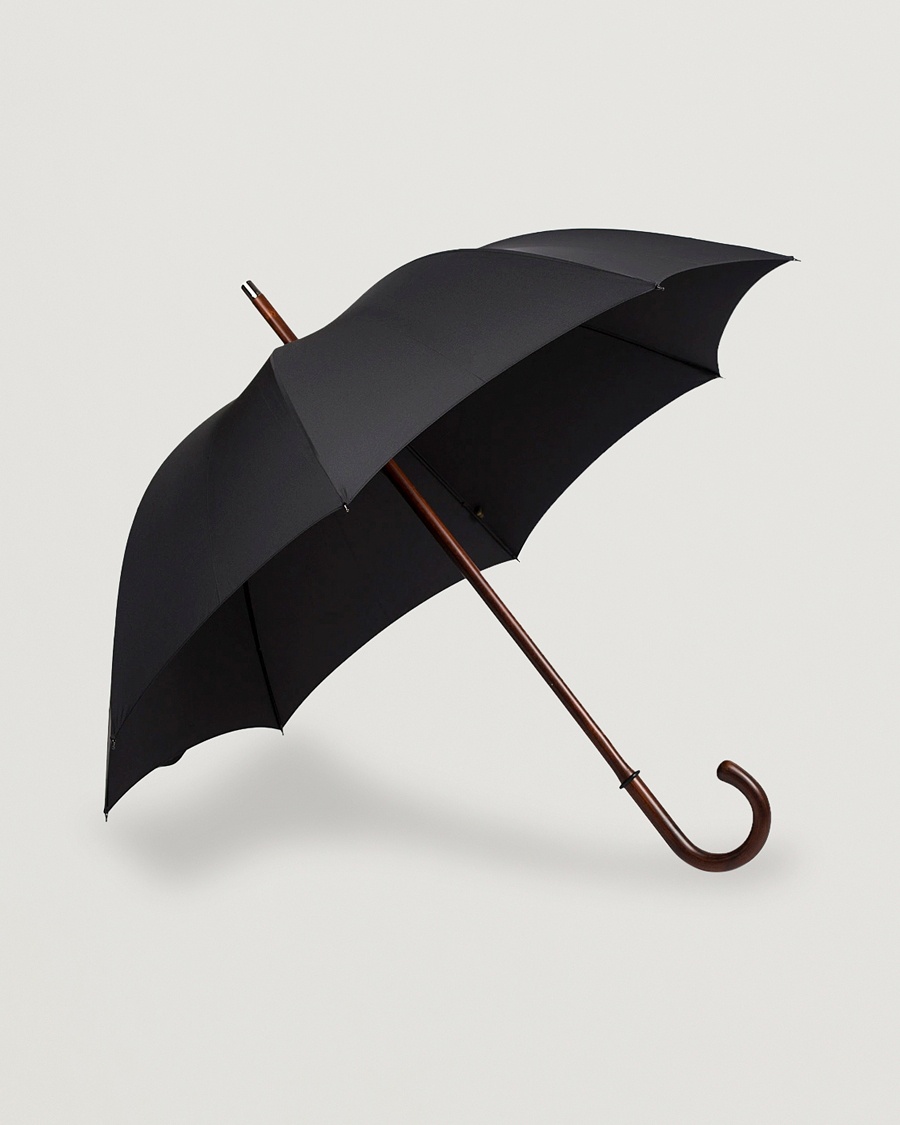 Fox Umbrellas Polished Cherrywood Solid Umbrella Black – Zwart