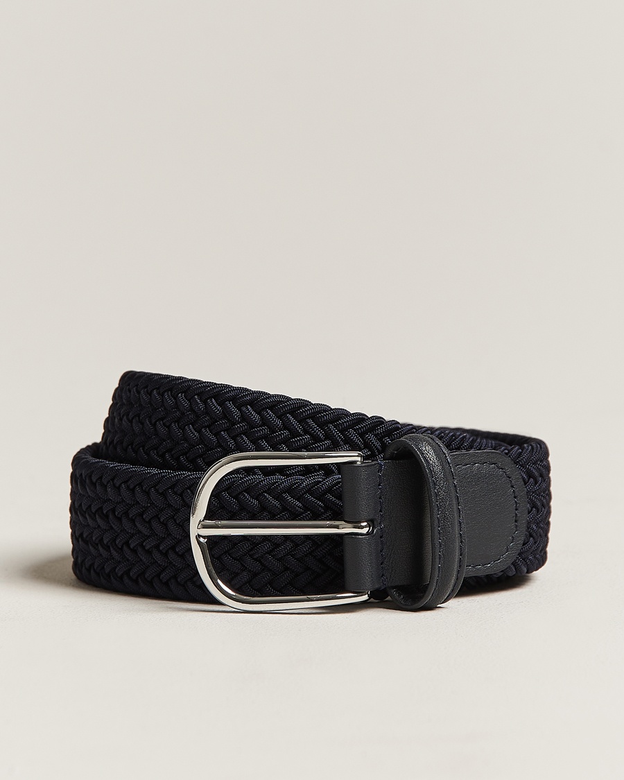 Anderson's Stretch Woven 3,5 cm Belt Navy – Bleu