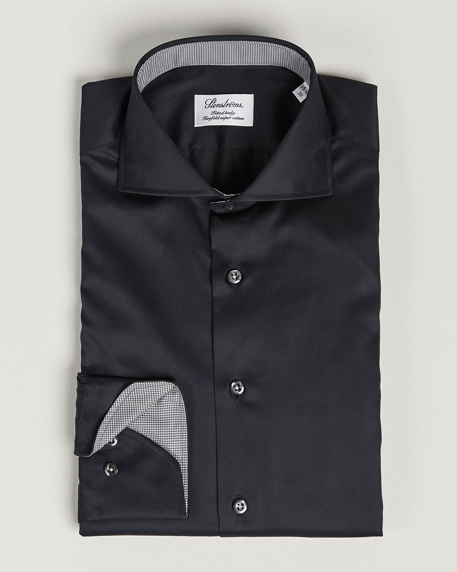 Homme | | Stenströms | Fitted Body Contrast Shirt Black