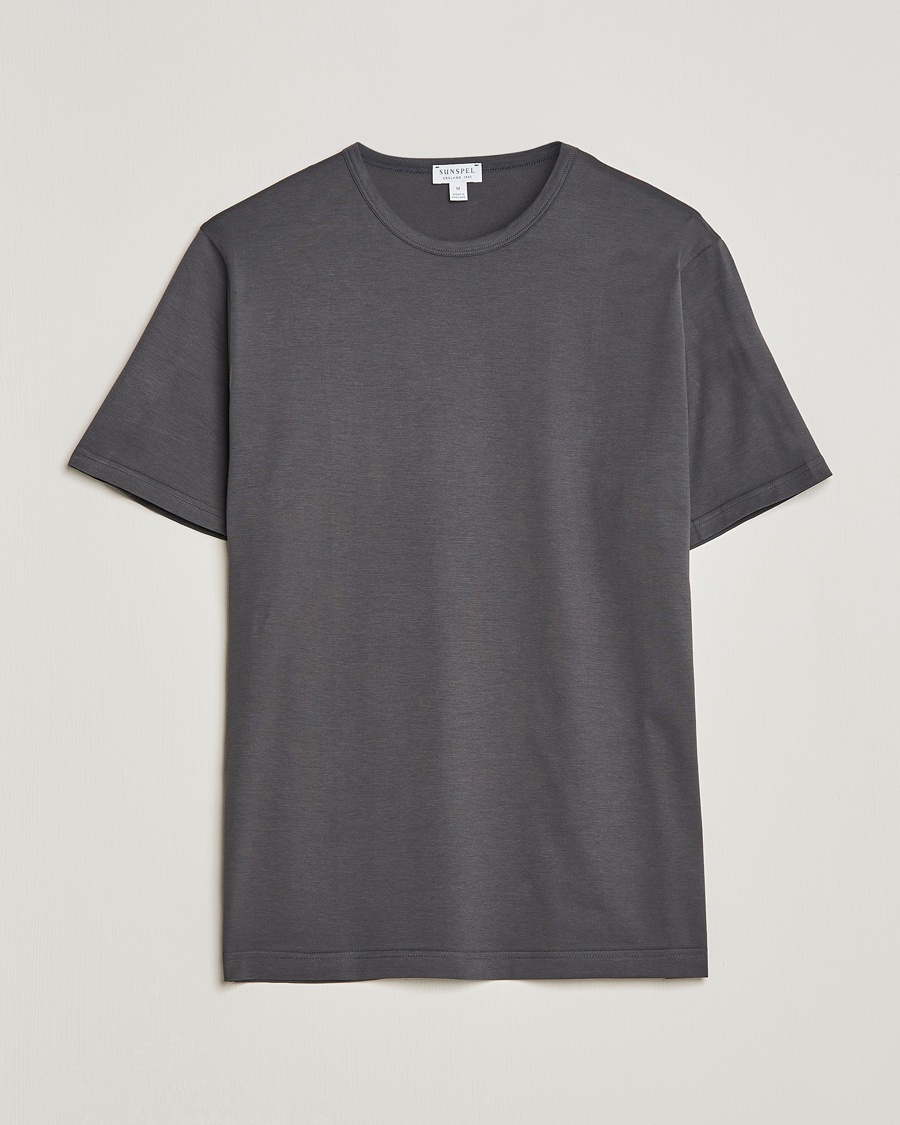 Homme | | Sunspel | Crew Neck Q82 Cotton T-Shirt Charcoal
