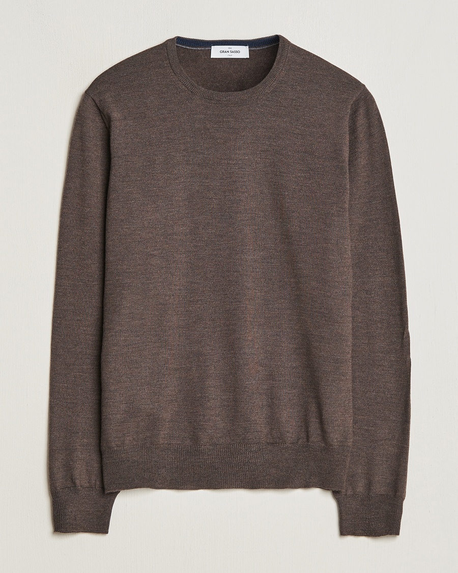 Gran Sasso Merino Fashion Fit Crew Neck Pullover Brown Melange – Marron