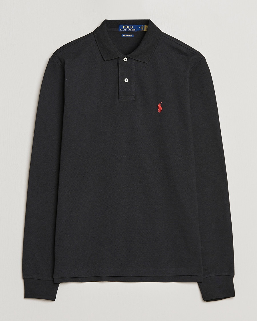 Polo Ralph Lauren Custom Slim Fit Long Sleeve Polo Polo Black – Noir