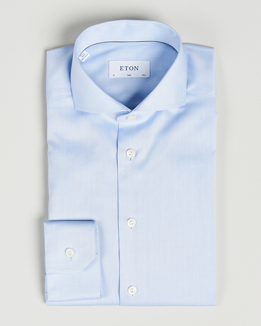 Eton Slim Fit Twill Cut Away Shirt Light Blue – Bleu