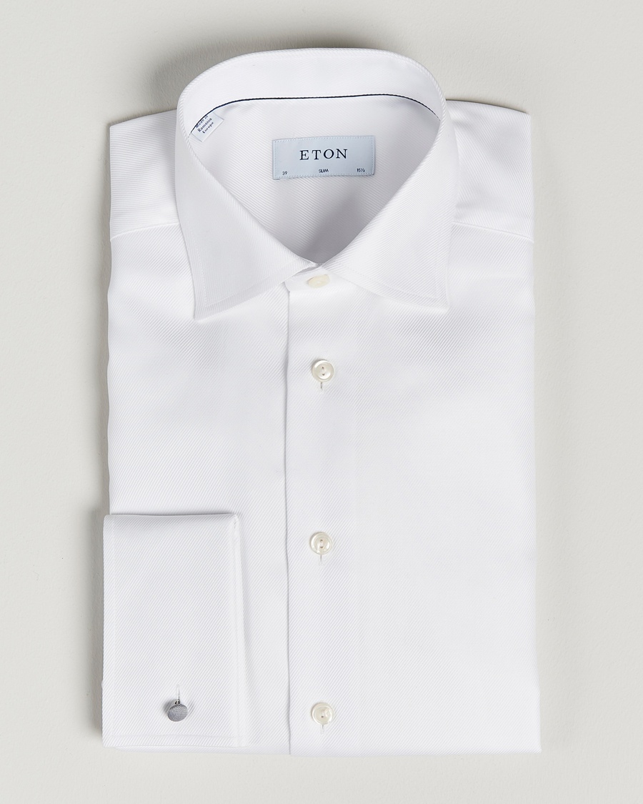 Eton Slim Fit Twill Double Cuff Shirt White – Blanc