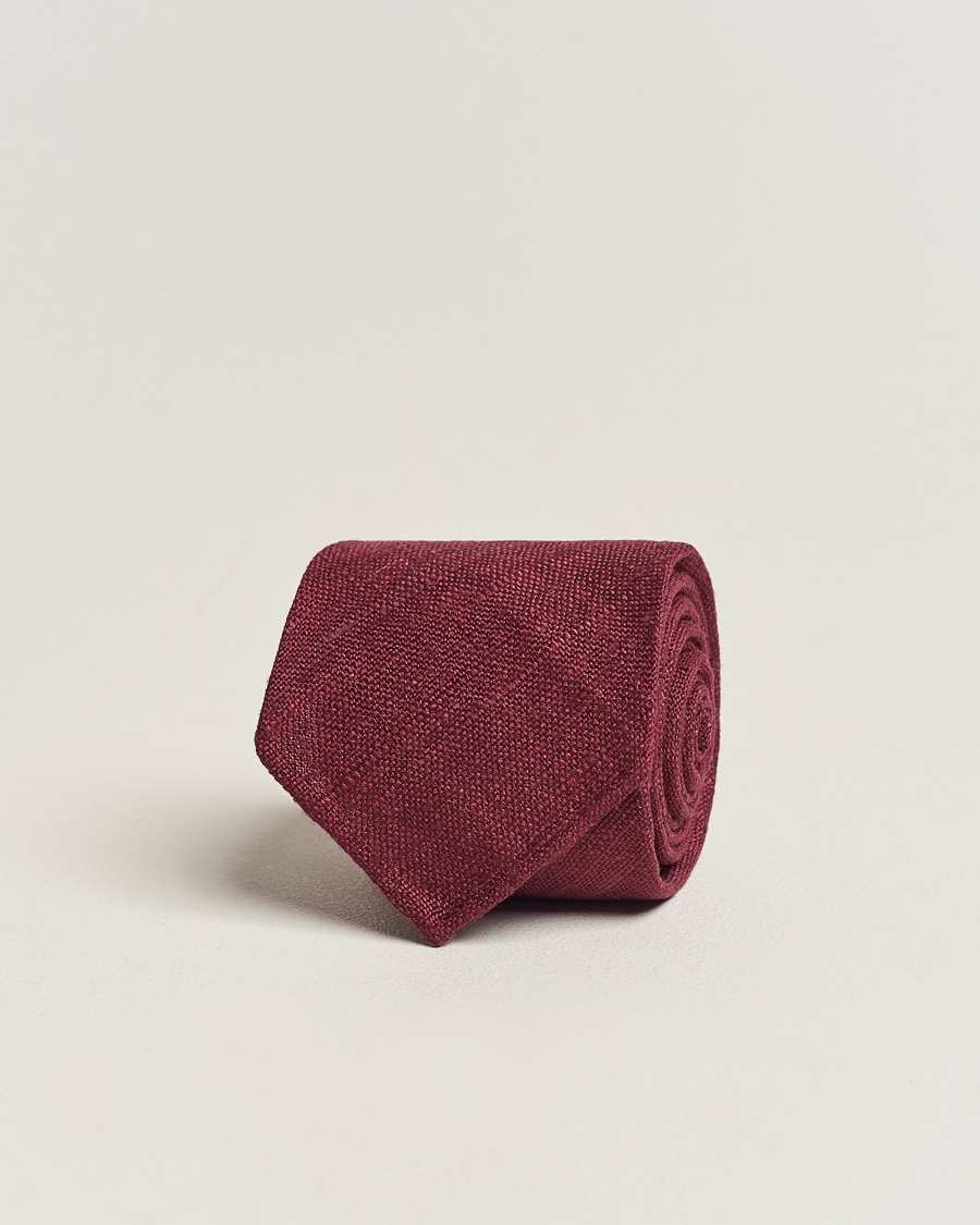 Drake's Silk Tussah Handrolled Tie Wine – Rood