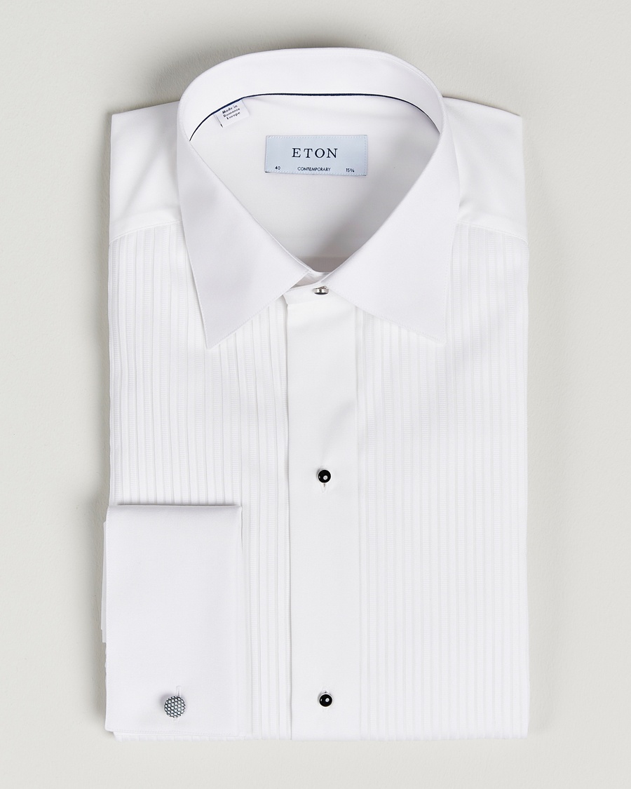 Eton Custom Fit Tuxedo Shirt Black Ribbon White – Blanc