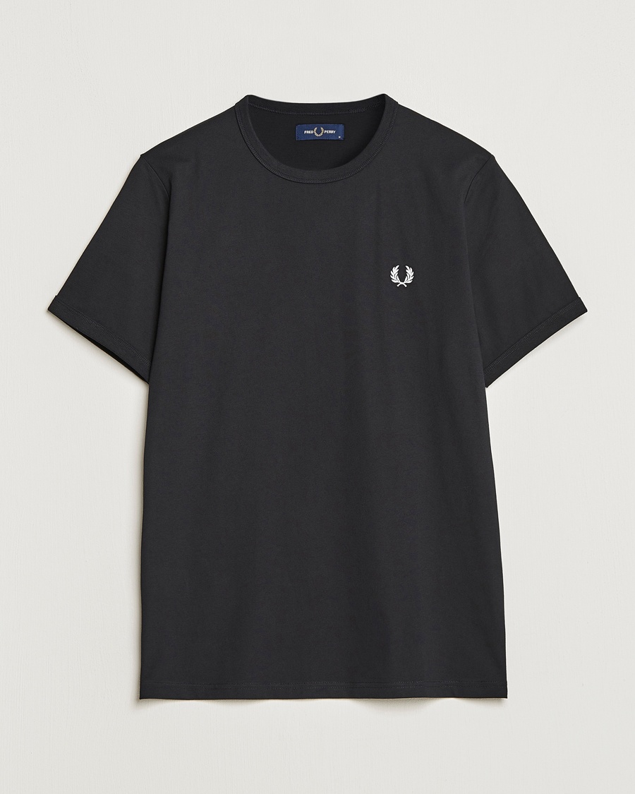 Homme | T-Shirts Noirs | Fred Perry | Ringer Crew Neck Tee Black