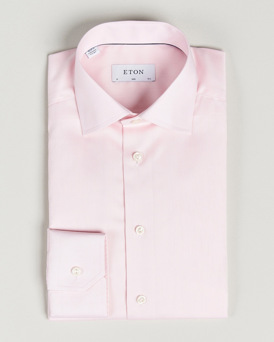 Homme | | Eton | Slim Fit Signature Twill Shirt Pink