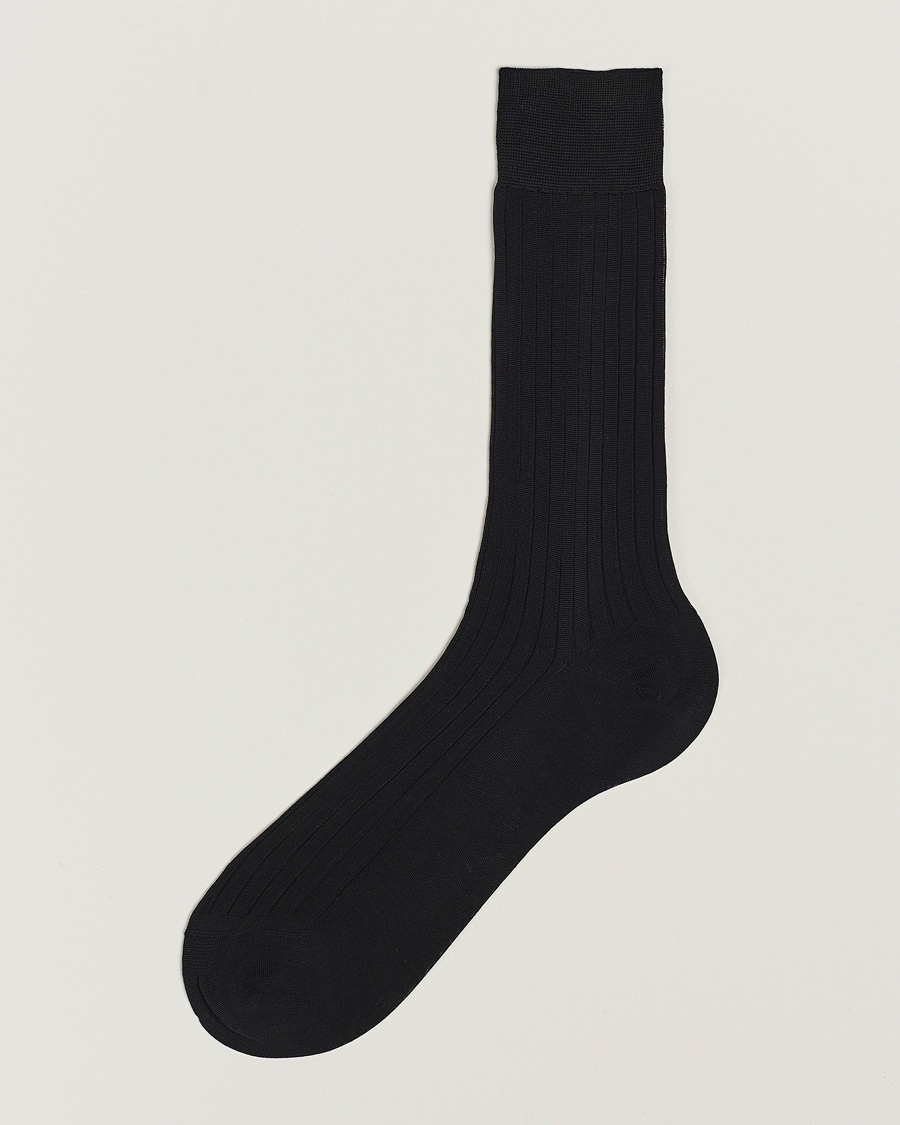 Bresciani Cotton Ribbed Short Socks Black – Noir