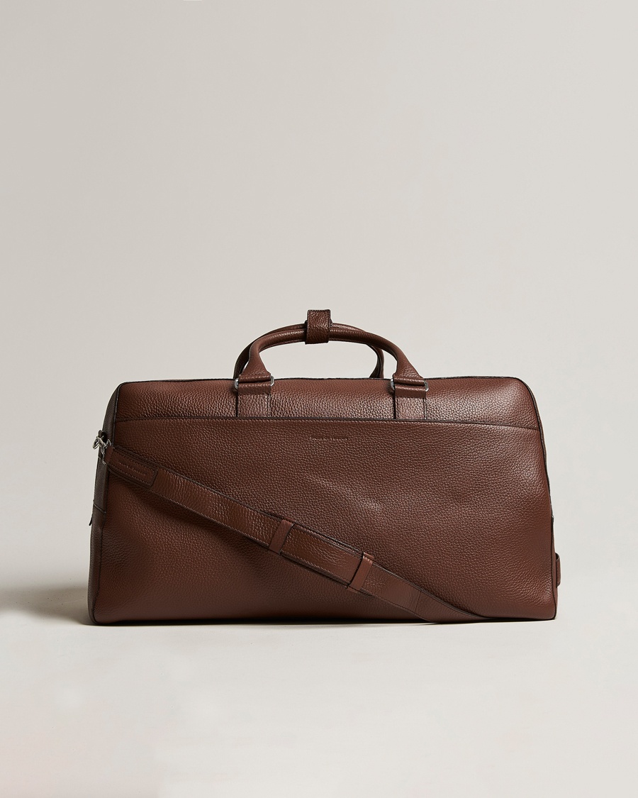 Heren | Tiger of Sweden | Tiger of Sweden | Brome Grained Leather Weekendbag Brown