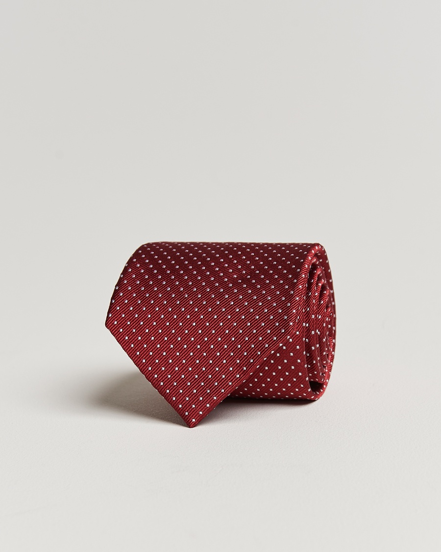 Homme | Cravates | Amanda Christensen | Micro Dot Classic Tie 8 cm Wine/White