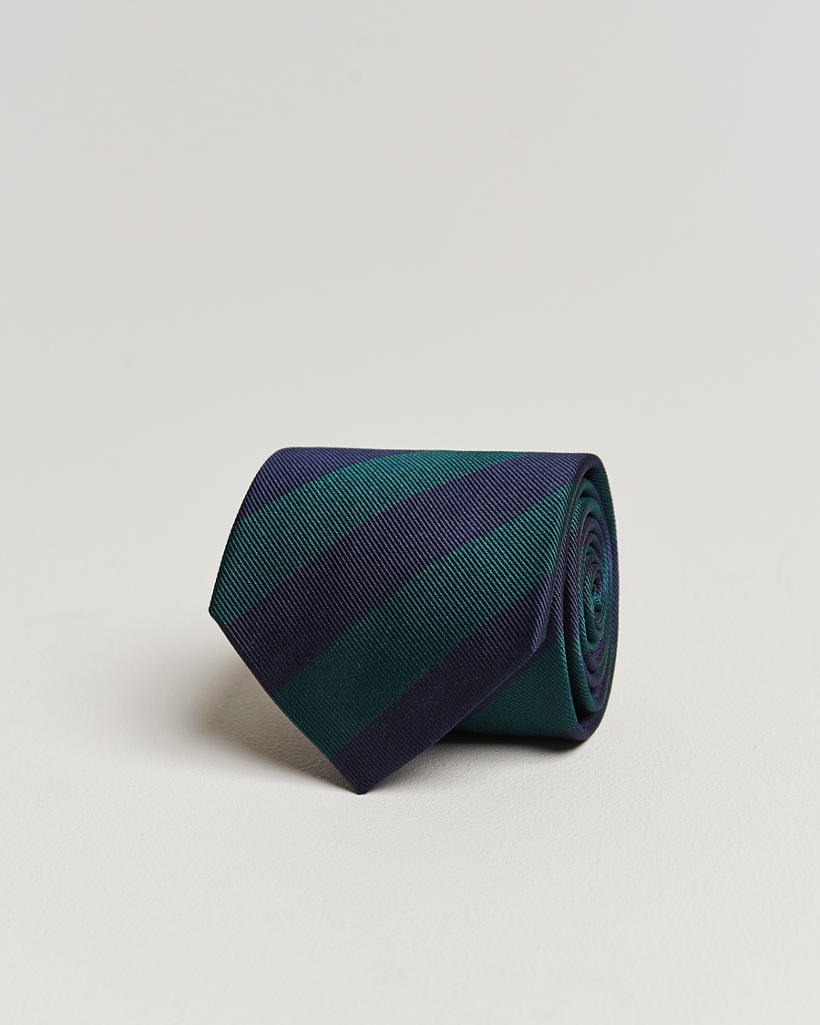 Homme | Cravates | Amanda Christensen | Regemental Stripe Classic Tie 8 cm Green/Navy