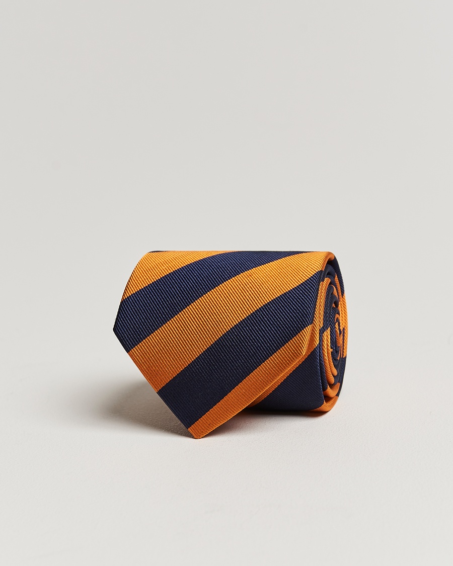 Homme | Cravates | Amanda Christensen | Regemental Stripe Classic Tie 8 cm Orange/Navy