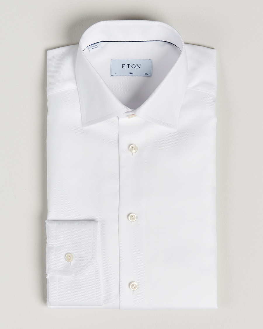 Eton Slim Fit Textured Twill Shirt White – Blanc