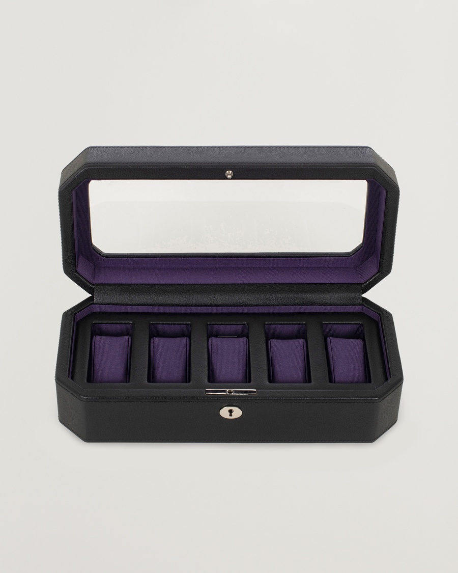 Homme | | WOLF | Windsor 5 Piece Watch Box Black Purple