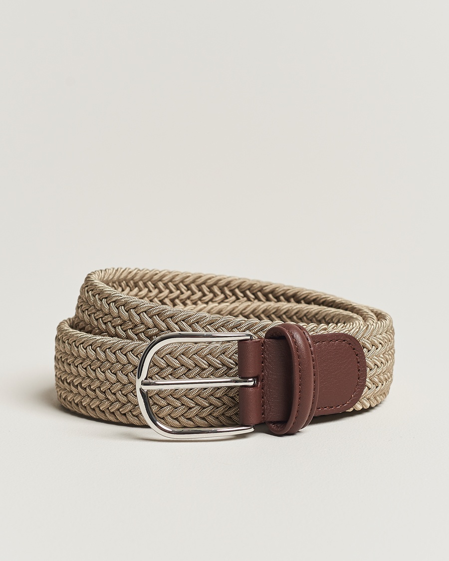 Homme | | Anderson's | Stretch Woven 3,5 cm Belt Beige