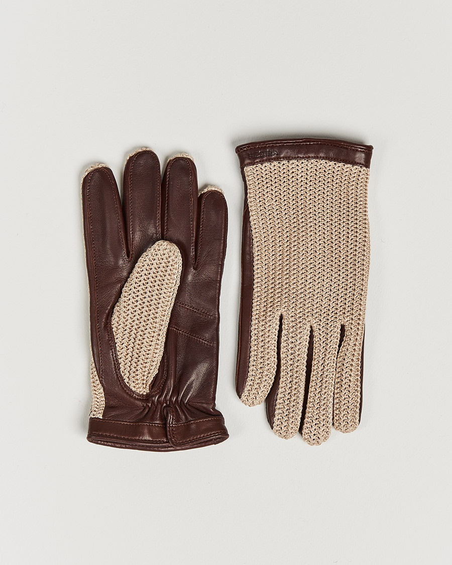 Homme | Moins De 100 | Hestra | Adam Crochet Wool Lined Glove Chestnut/Beige