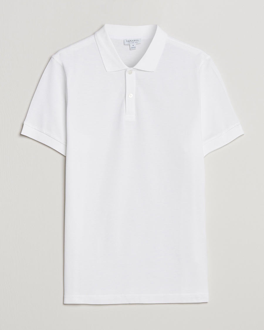Homme | | Sunspel | Short Sleeve Pique Polo White