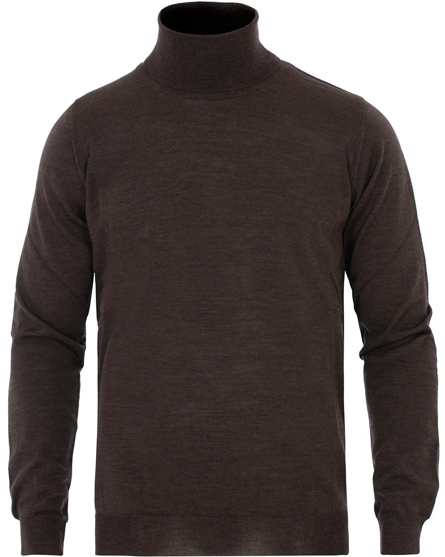 Homme | Anciennes Images De Produits | Oscar Jacobson | Cole Extra Fine Merino Rollneck Brown