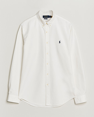 Polo Ralph Lauren Slim Fit Garment Dyed Oxford Shirt White – Blanc