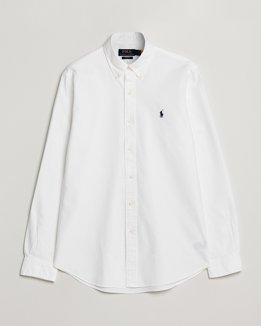 Polo Ralph Lauren Custom Fit Garment Dyed Oxford Shirt White – Blanc