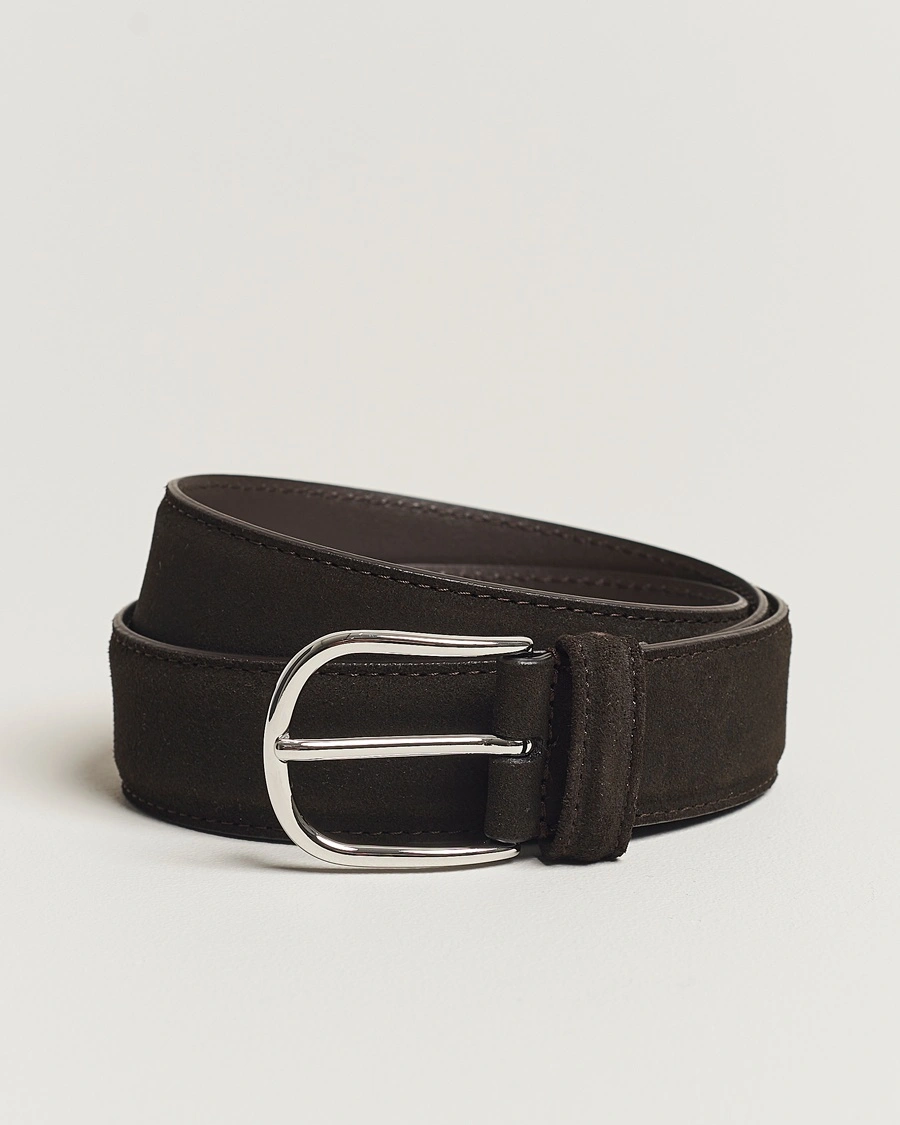 Anderson's Suede 3,5 cm Belt Dark Brown – Marron