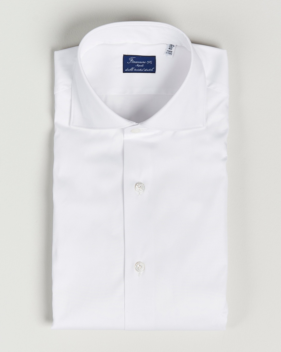 Finamore Napoli Milano Slim Fit Stretch Shirt White – Wit