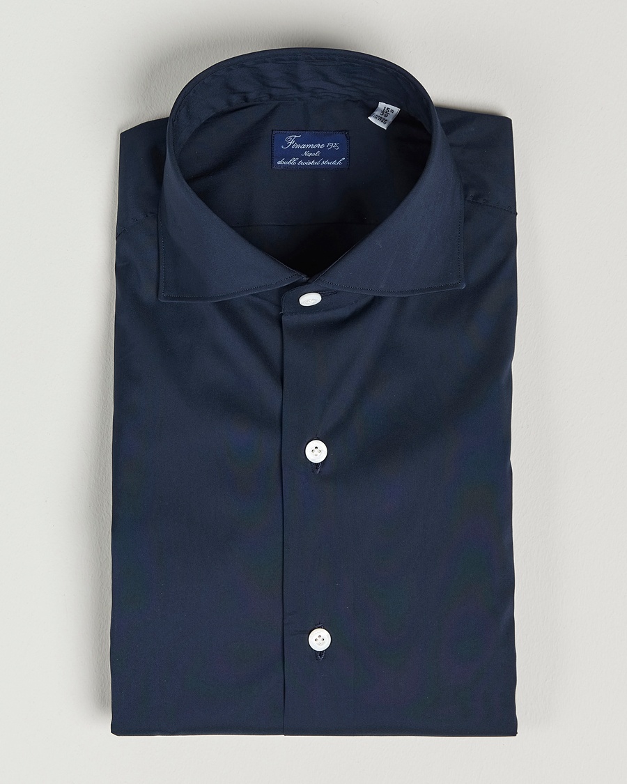 Homme | | Finamore Napoli | Milano Slim Fit Stretch Shirt Navy
