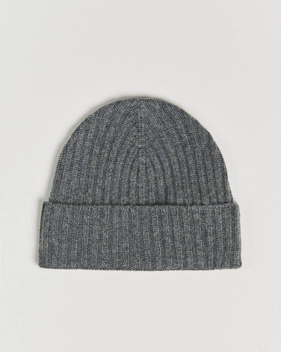 Homme | | Amanda Christensen | Rib Knitted Cashmere Cap Grey Melange