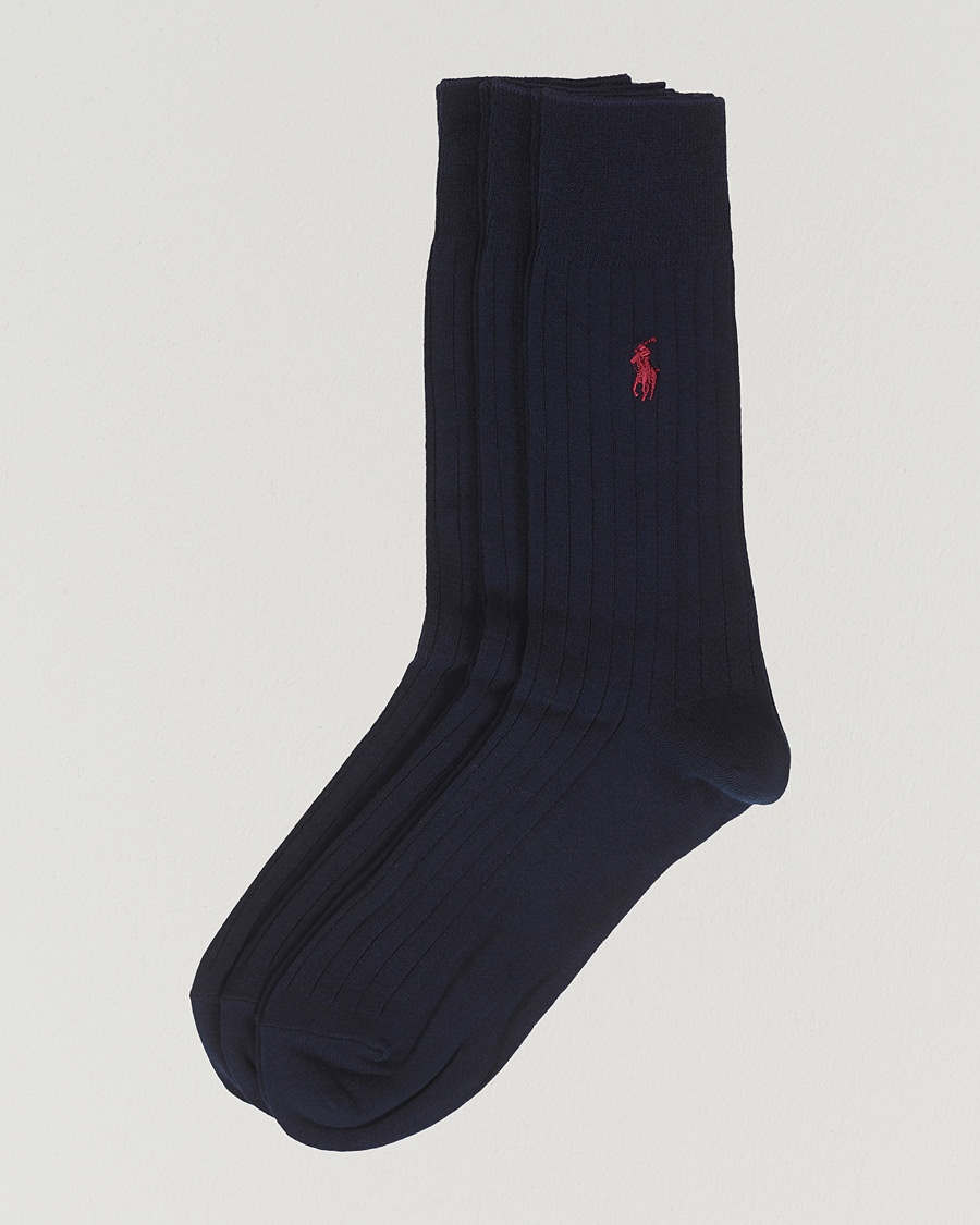 Polo Ralph Lauren 3-Pack Egyptian Rib Crew Socks Navy – Bleu