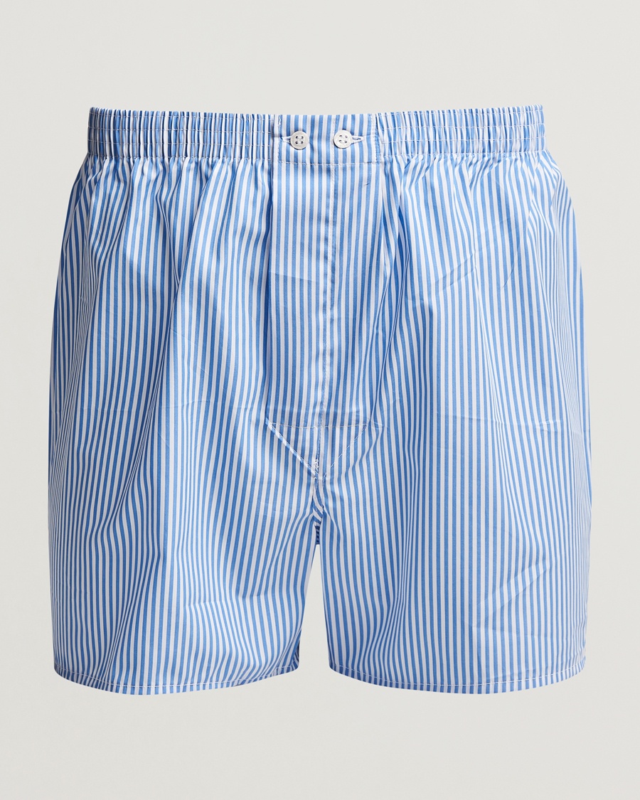 Derek Rose Classic Fit Cotton Boxer Shorts Blue Stripe – Bleu