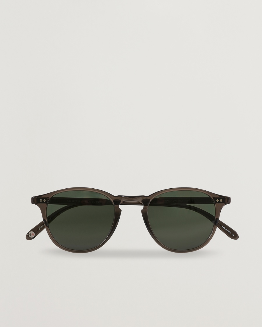 Homme | Lunettes De Soleil Rondes | Garrett Leight | Hampton 46 Sunglasses Black Glass