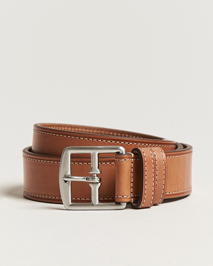 Anderson's Bridle Stiched 3,5 cm Leather Belt Tan – Marron