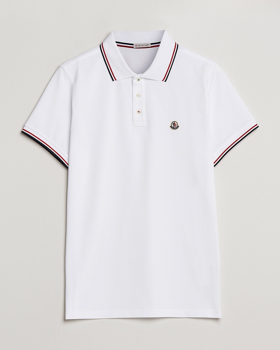 Moncler Contrast Rib Polo White – Blanc