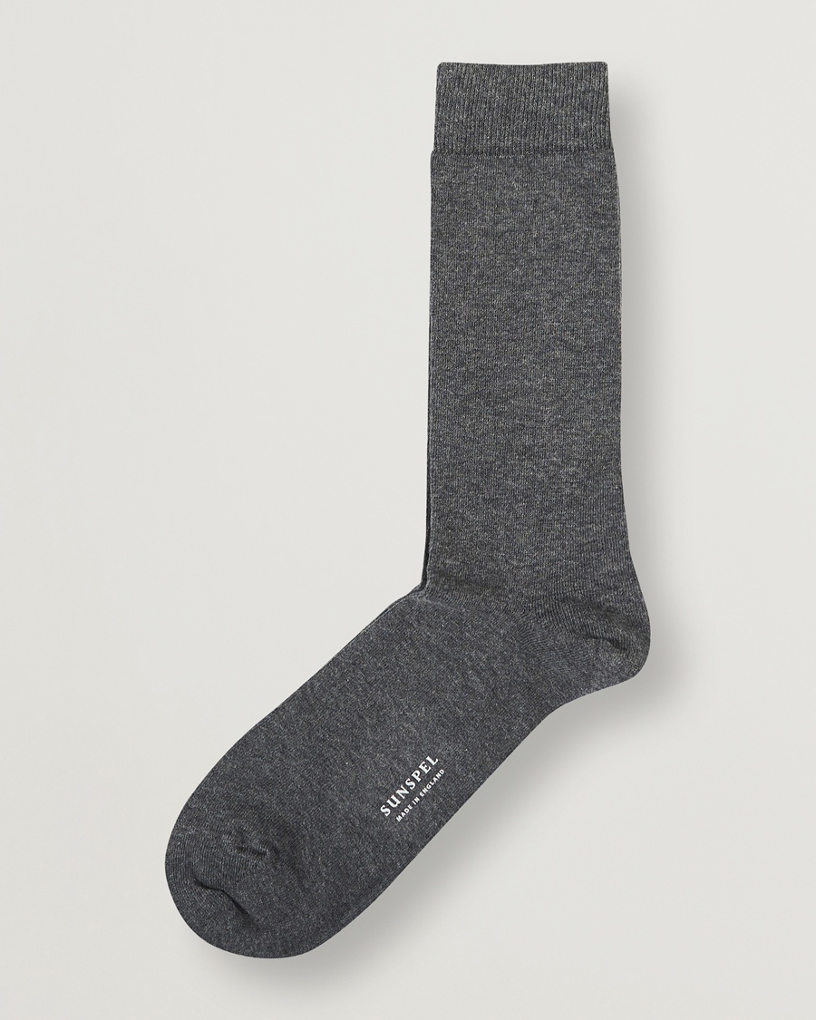 Homme | Chaussettes | Sunspel | Cotton Blend Socks Grey Melange