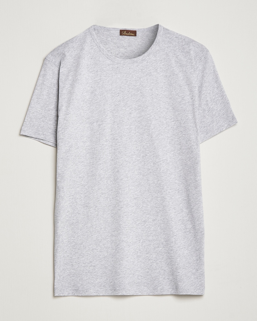 Stenströms Solid Cotton T-Shirt Grey Melange – Grijs
