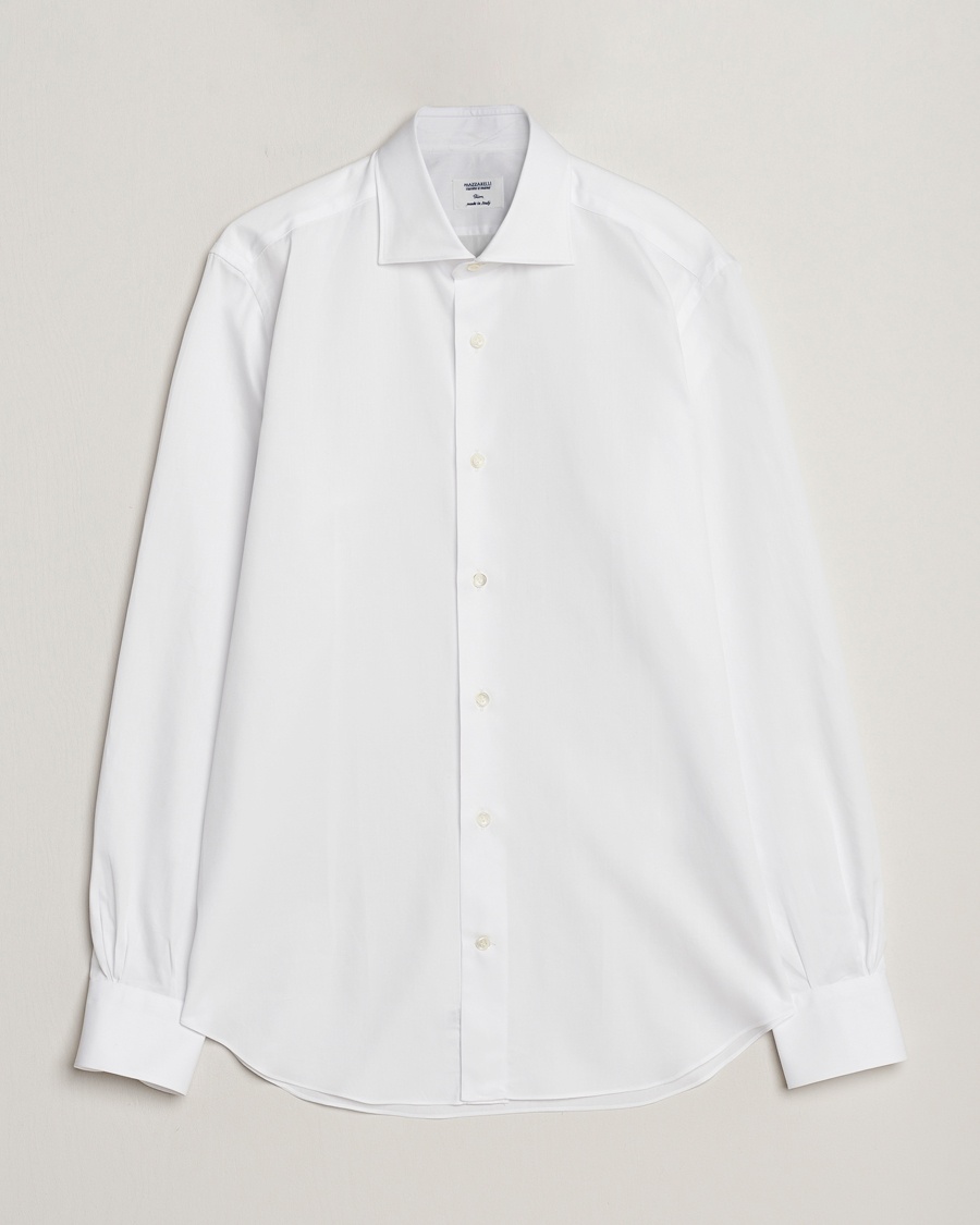 Mazzarelli Soft Cotton Cut Away Shirt White – Wit