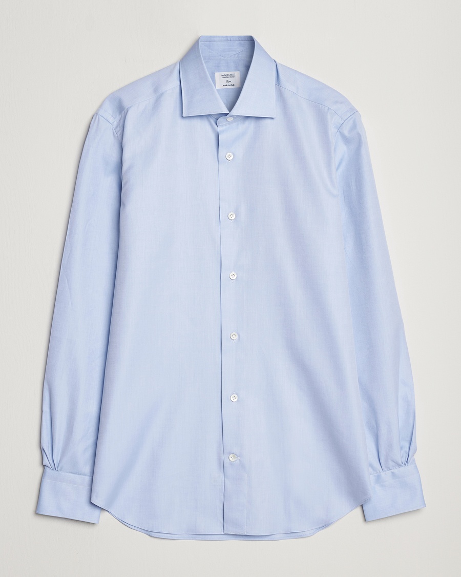 Homme | | Mazzarelli | Soft Cotton Cut Away Shirt Light Blue