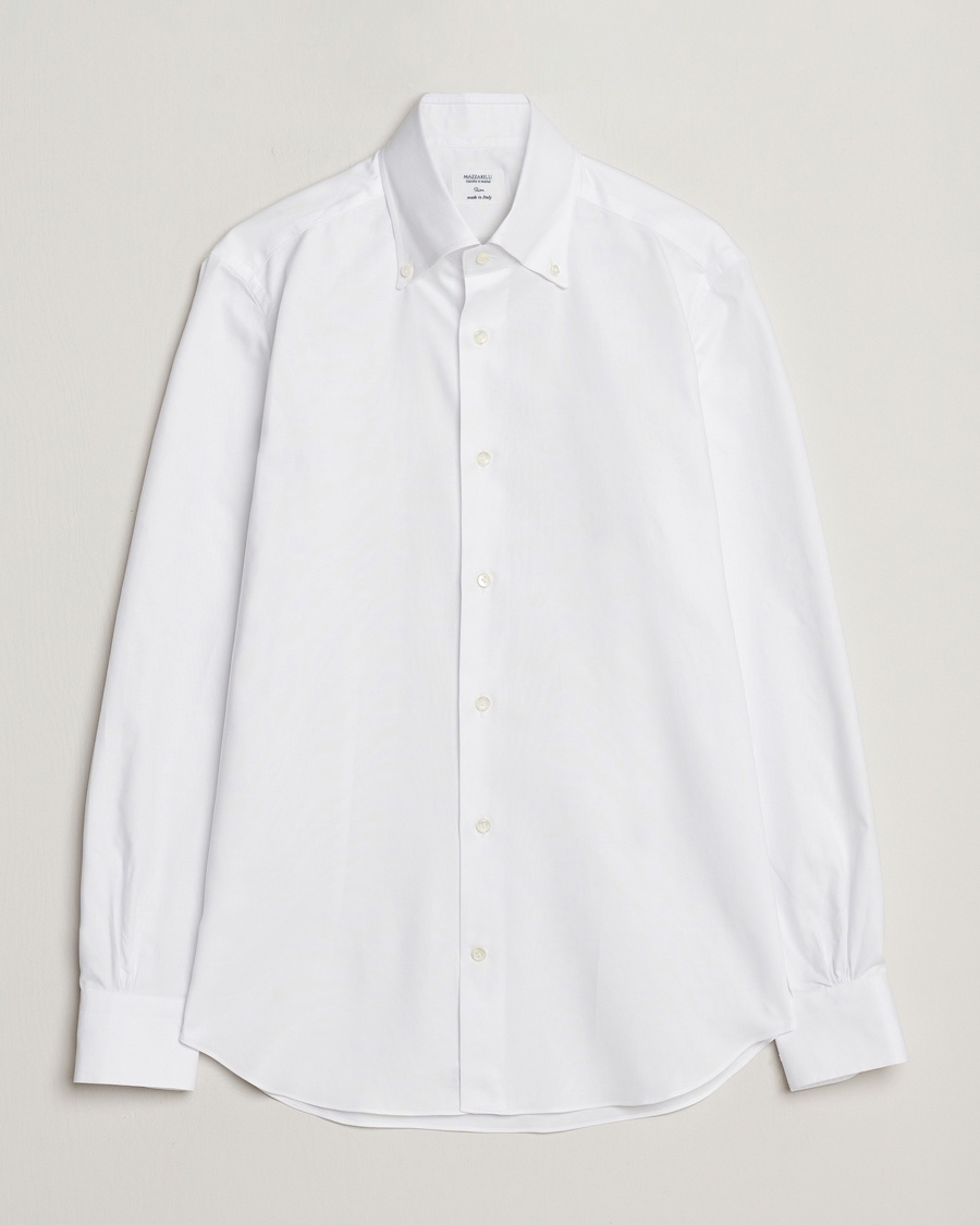 Mazzarelli Soft Oxford Button Down Shirt White – Wit