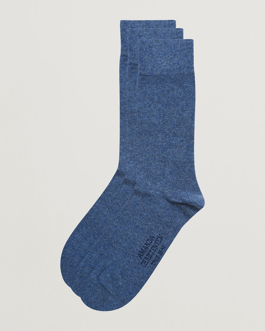 Amanda Christensen 3-Pack True Cotton Socks Denim Blue – Bleu